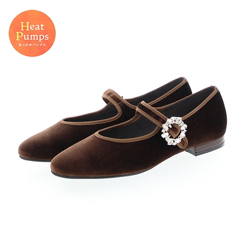 【11/9までカートinで10%OFF】【あったか仕様】ビジューバックルパンプス