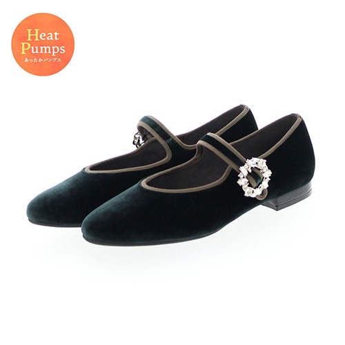【11/9までカートinで10%OFF】【あったか仕様】ビジューバックルパンプス