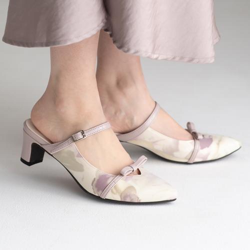ダブルベルトポインテッドミュールパンプス