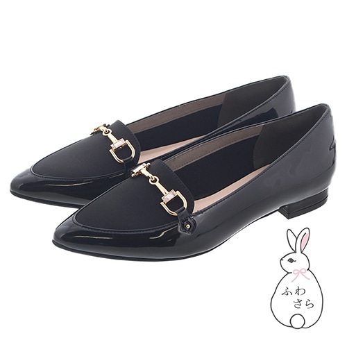ビジュー付きビットローファーパンプス/204-22917(24.0cm ブラック