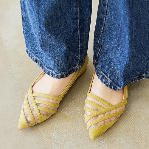 ★SALE★シアーコンビフラットパンプス/204-32633