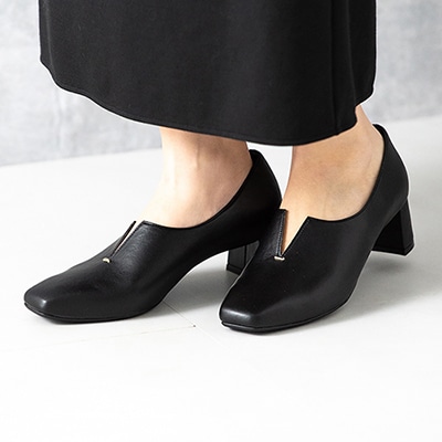 スリットカッティングヒールパンプス/113-48401