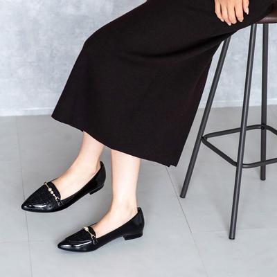 【あったか仕様】　パールビットローファーパンプス