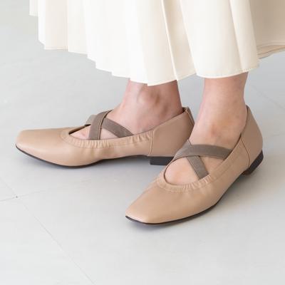 クロスゴムストラップパンプス/204-51041