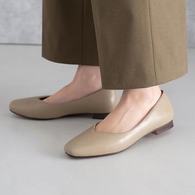 Vカットスクエアトゥフラットパンプス/204-51067