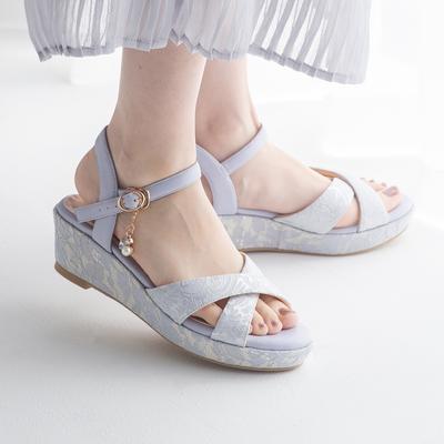 2WAYチャーム付きストラップウエッジサンダル＜ふわさら＞