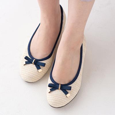 メッシュリボンハーフウエッジパンプス/204-53085