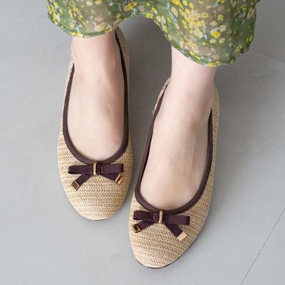 メッシュリボンハーフウエッジパンプス/204-53085
