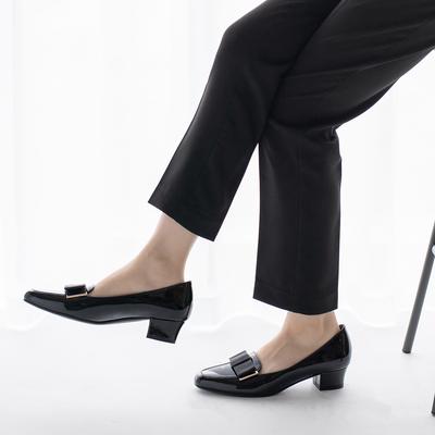 【あったか仕様】フラットリボンローファーパンプス