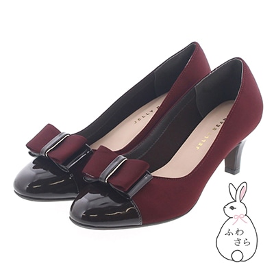 2WAYダブルリボンヒールパンプス<ふわさら>/204-62841(25.0cm ベージュ