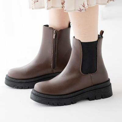 トラックソールレースサイドゴアショートブーツ