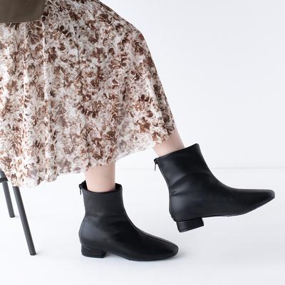 バックファスナーストレッチショートブーツ