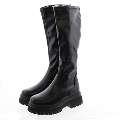 厚底ストレッチロングブーツ