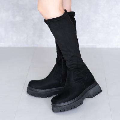 厚底ストレッチロングブーツ