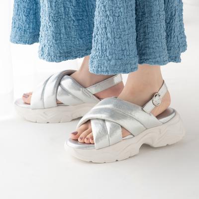 パテッドクロスベルトスポーツサンダル【厚底】