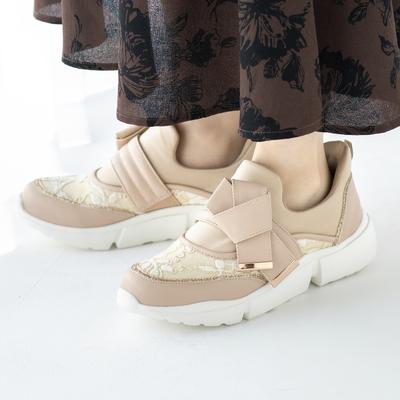 【ハンズフリー】ノットリボン２WAYスリッポンスニーカー