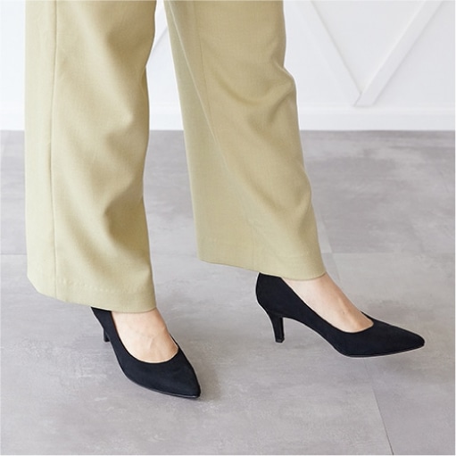 ポインテッドヒール<ふわさら>痛くないパンプス