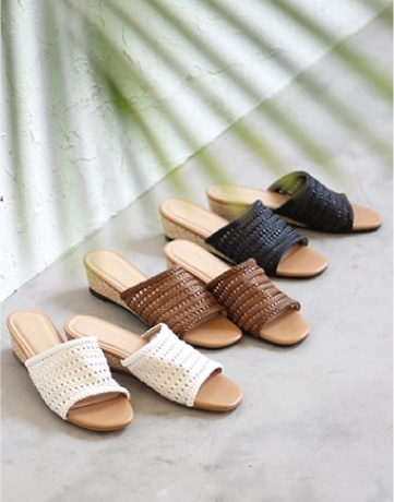 Summer Collection メッシュウエッジミュールサンダル