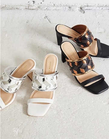 Summer Collection コンビメッシュヒールミュールサンダル