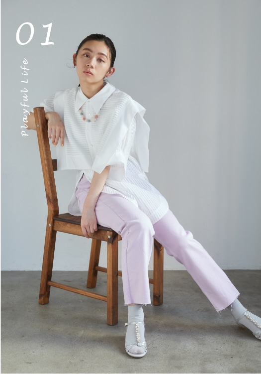 Summer Collection フラワービジューTストラップサンダル