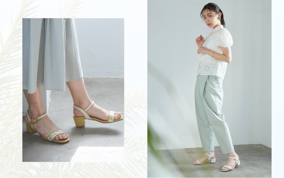 Summer Collection エンプロイダリーパイピングナチュラルサンダル
