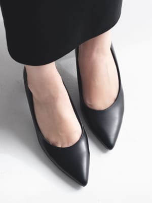 ポインテッド 痛くないヒールパンプス ブラック